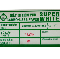 Giấy in vi tính  1 liên SUPER WHITE 240*279