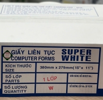 Giấy in vi tính  1 liên SUPER WHITE 380*279