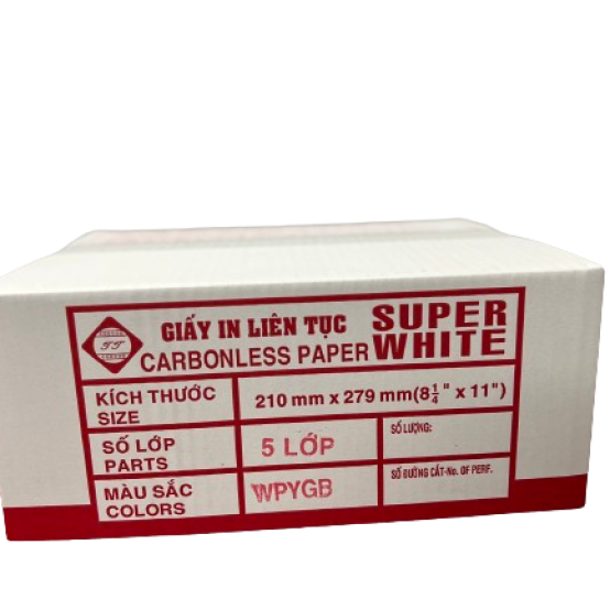 Giấy in vi tính  5 liên SUPER WHITE 210*279  