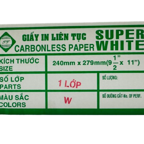 Giấy in vi tính  1 liên SUPER WHITE 240*279