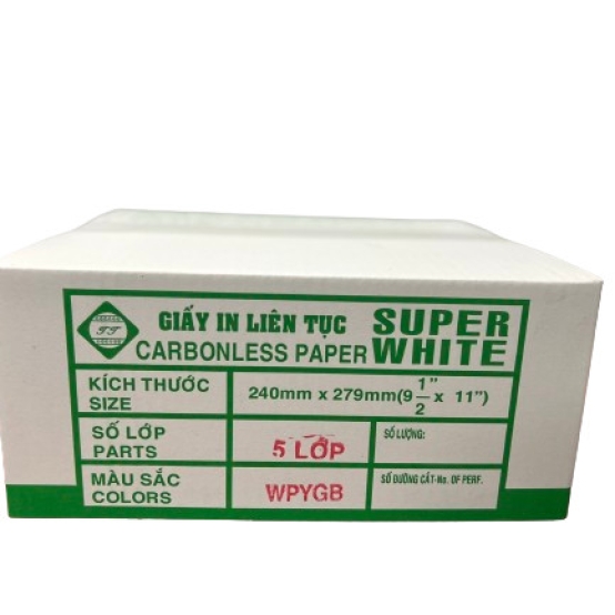 Giấy In Vi Tính 5 Liên SUPER WHITE 240*279