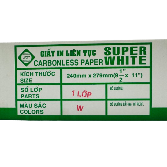 Giấy in vi tính  1 liên SUPER WHITE 240*279