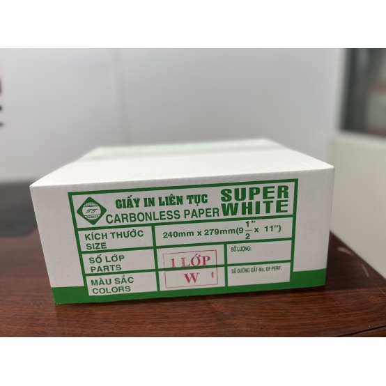 Giấy in vi tính  1 liên SUPER WHITE 240*279