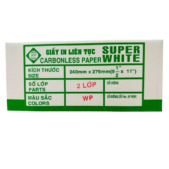 Giấy In Vi Tính 2 Liên SUPER WHITE 240*279