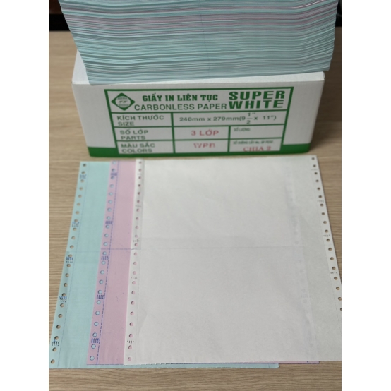 Giấy In Vi Tính 5 Liên SUPER WHITE 240*279