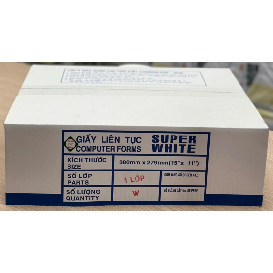 Giấy in vi tính  1 liên SUPER WHITE 380*279