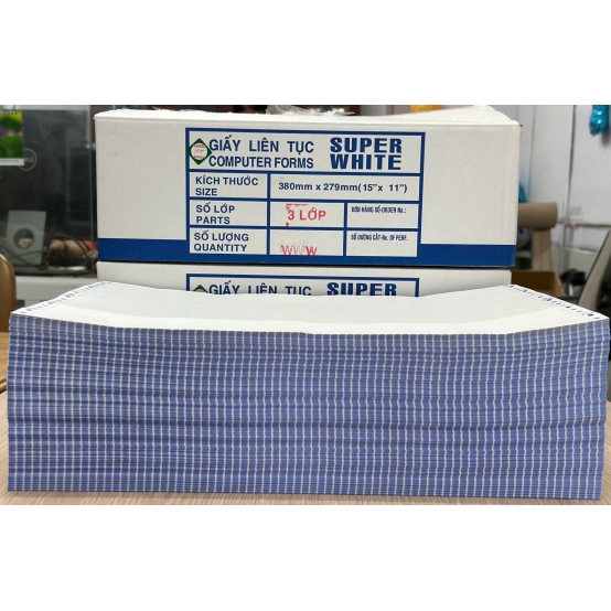 Giấy In Vi Tính 2-5 Liên SUPER WHITE 380*279