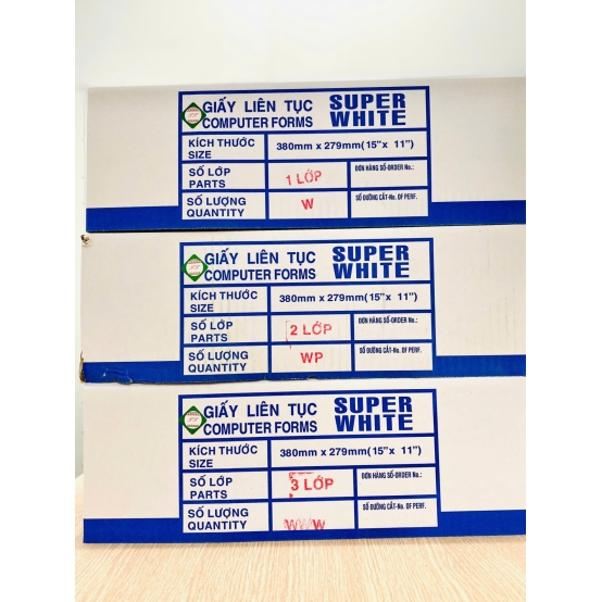 Giấy In Vi Tính 2-5 Liên SUPER WHITE 380*279
