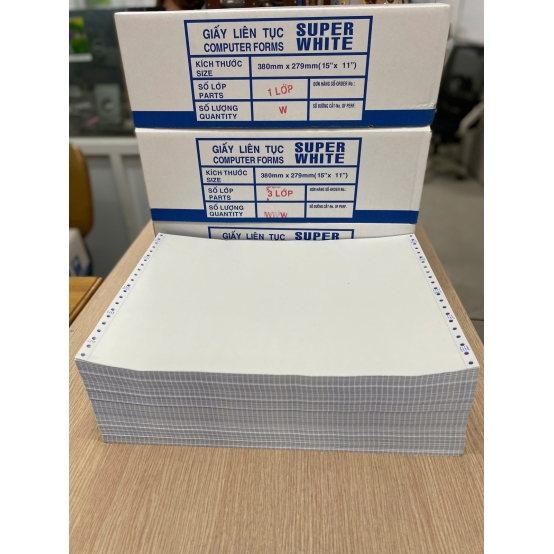 Giấy In Vi Tính 2-5 Liên SUPER WHITE 380*279